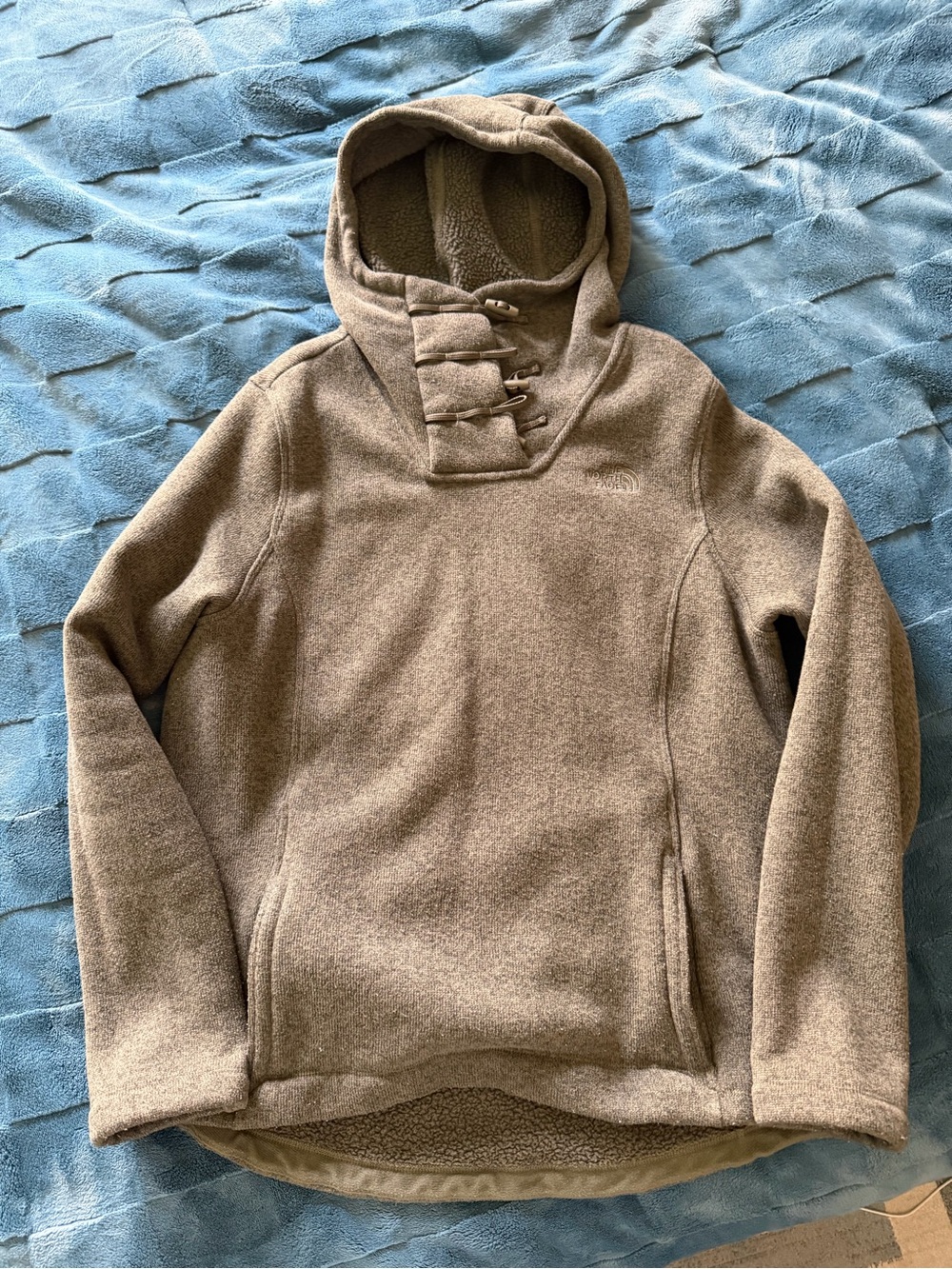 The North Face olive Hooded Sherpa Pullover